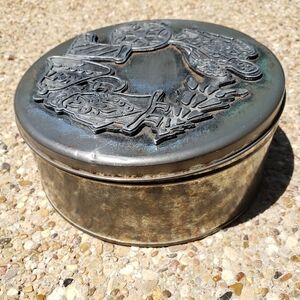 Pewter Metzke Christmas Cookie Tin Vintsage FINAL PRICE DROP